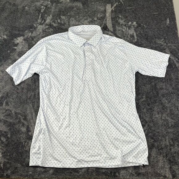 Collars and Co Relaxed Fit Polo Short Sleeve Geometric White Men's 3XL - Picture 1 of 11